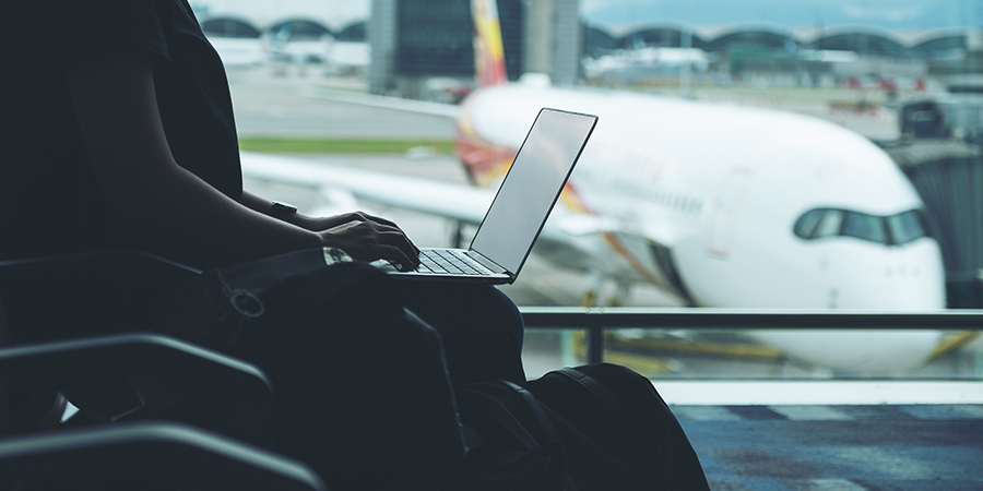 Laptop airport airplane